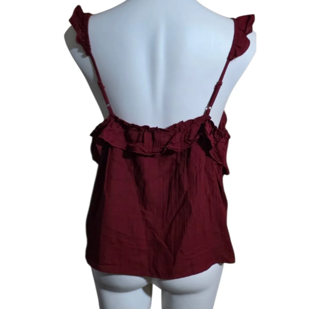 Universal Thread Ruffle Strap Tank Top Maroon Size L - Picture 4 of 12